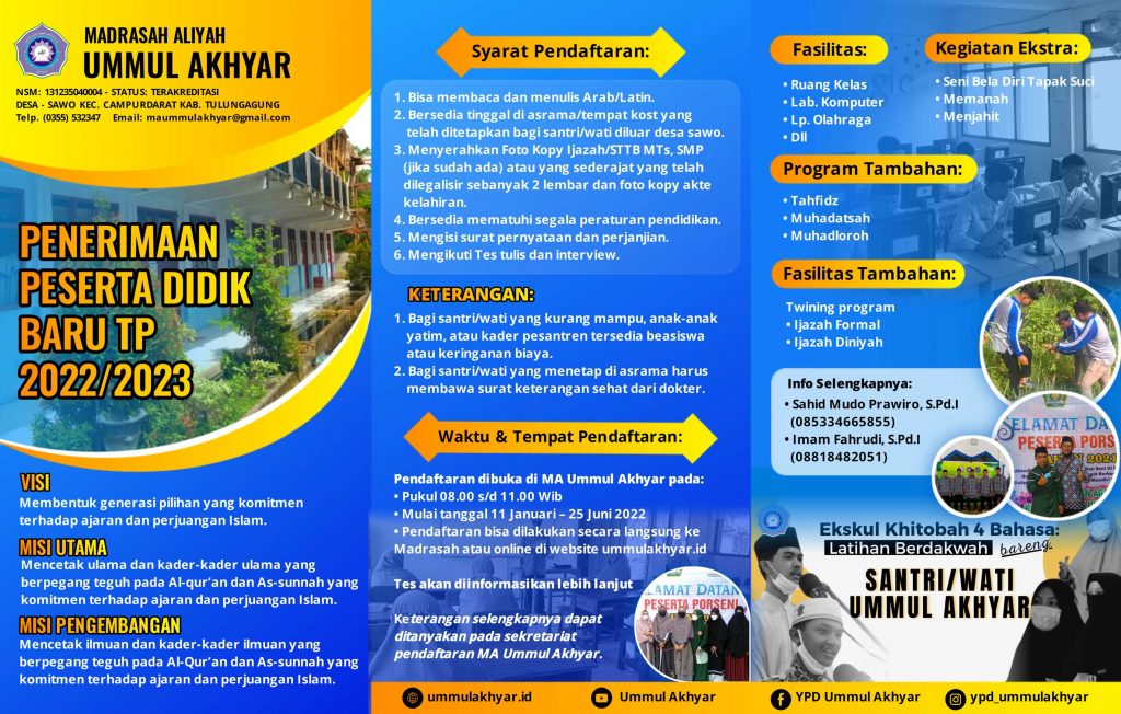 Brosur PPDB MA Ummul Akhyar TP 2021/2022