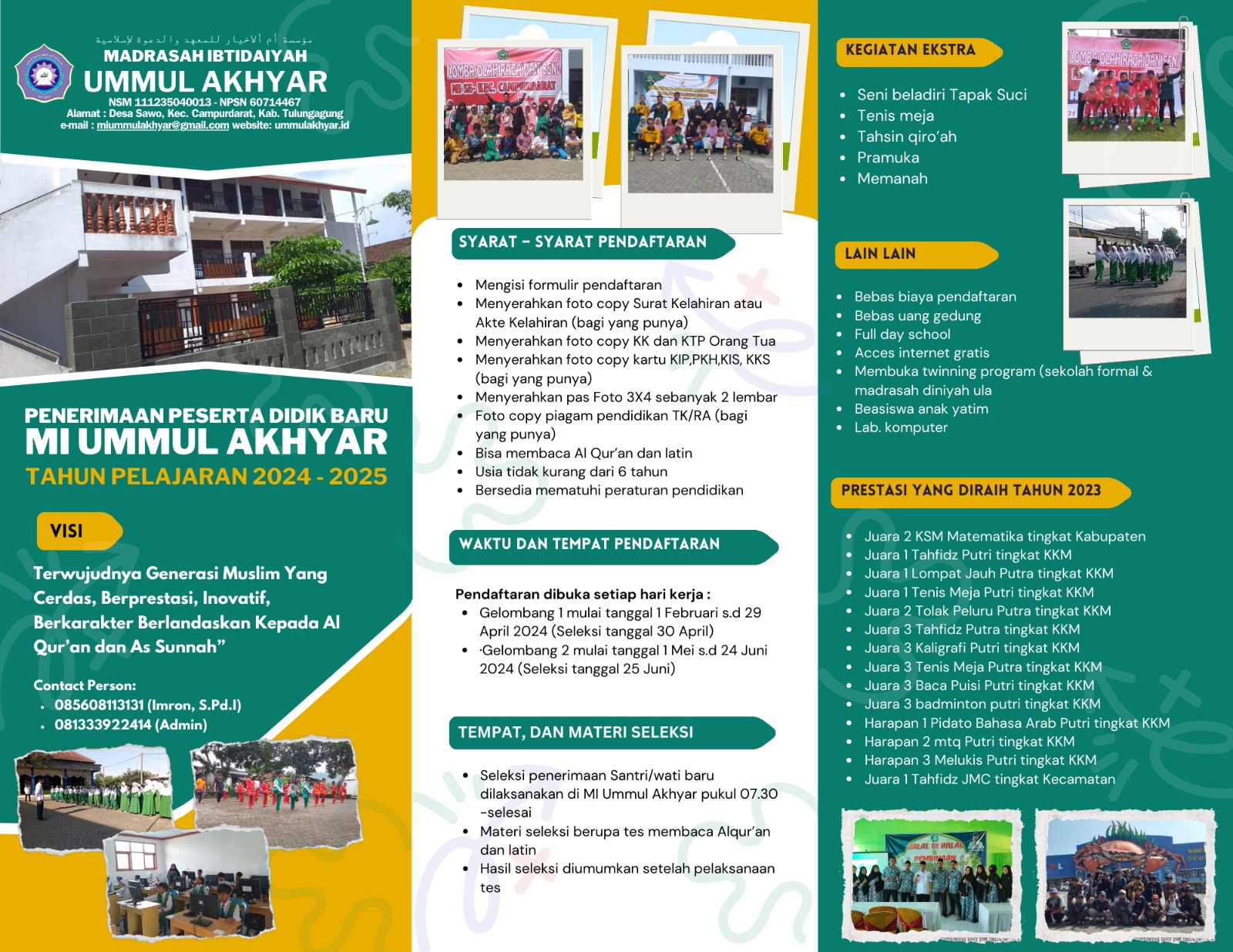 Penerimaan Peserta didik Baru MI Ummul Akhyar TP 2024/2025